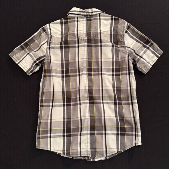 Helix Grey Plaid Button Up Short Sleeve Boys Dress Shirt Size Small - Picture 2 of 4